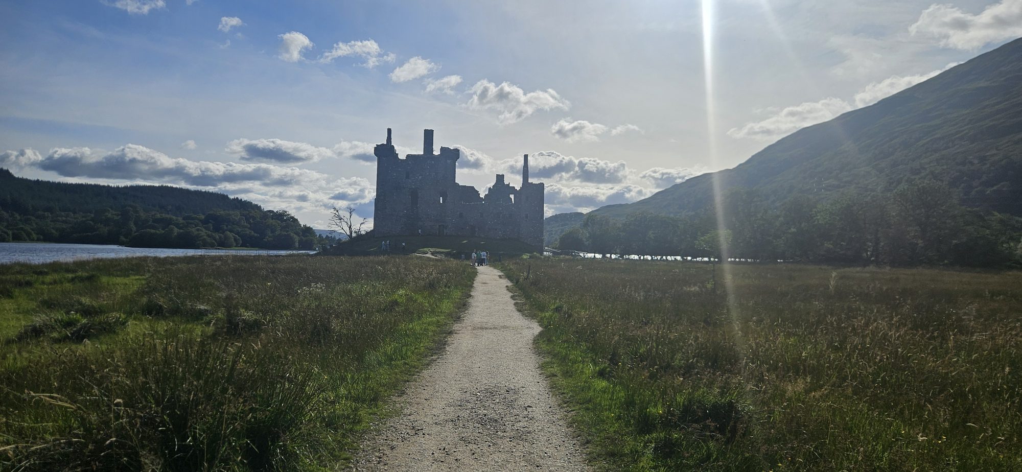 Kilchurn Castle ruins on the loch shore