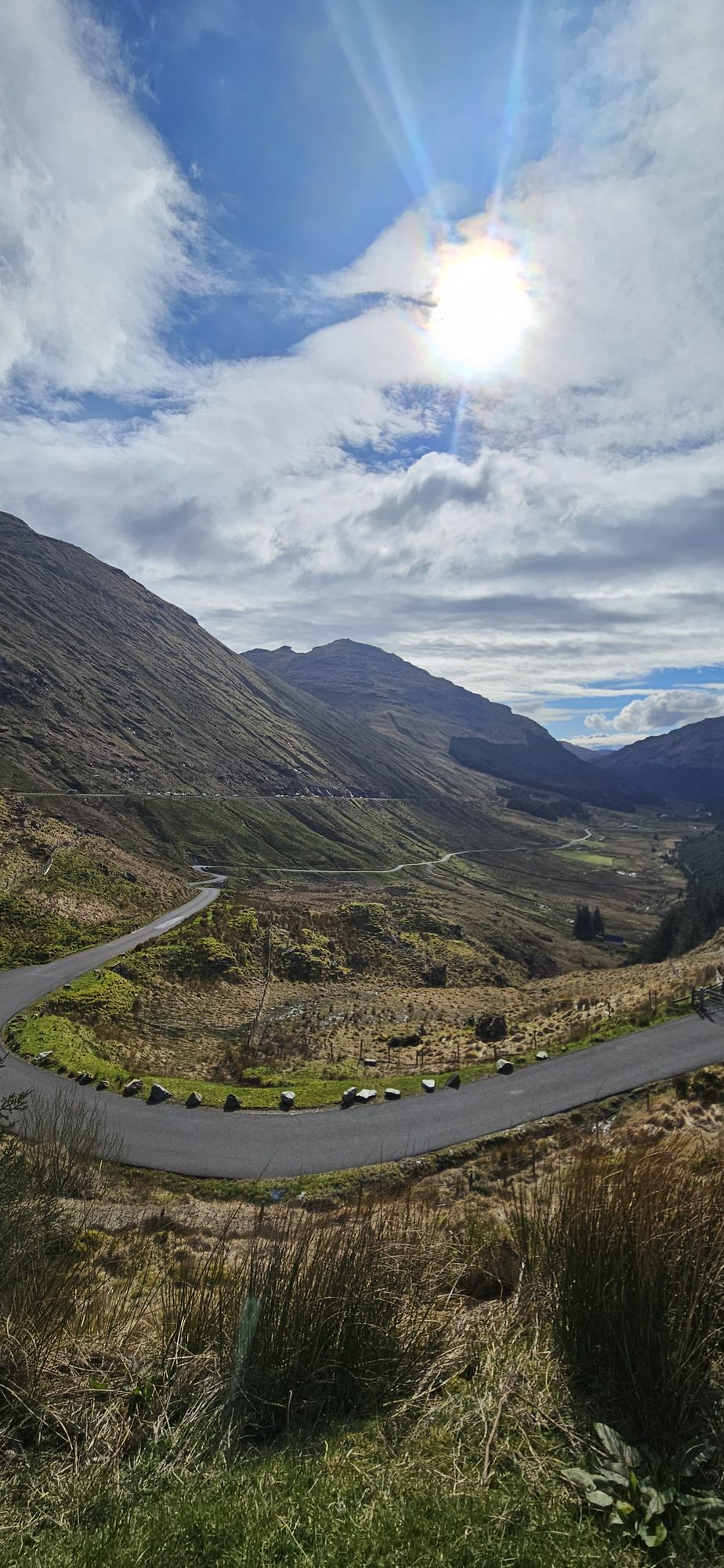 Winding mountain road at Rest and Be Thankful